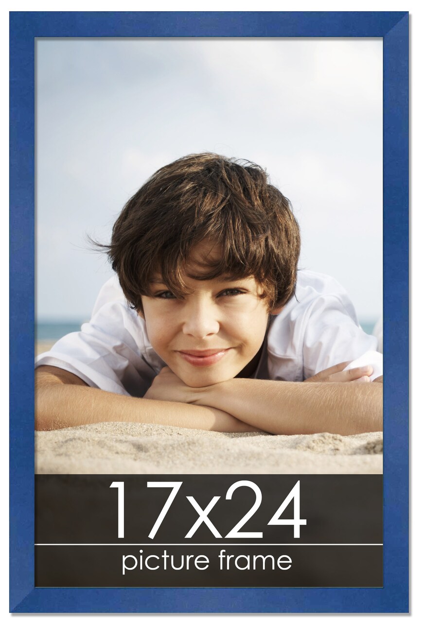 Classic Modern Blue Picture Frame - UV Acrylic, Foam Board Backing, Hanging Hardware